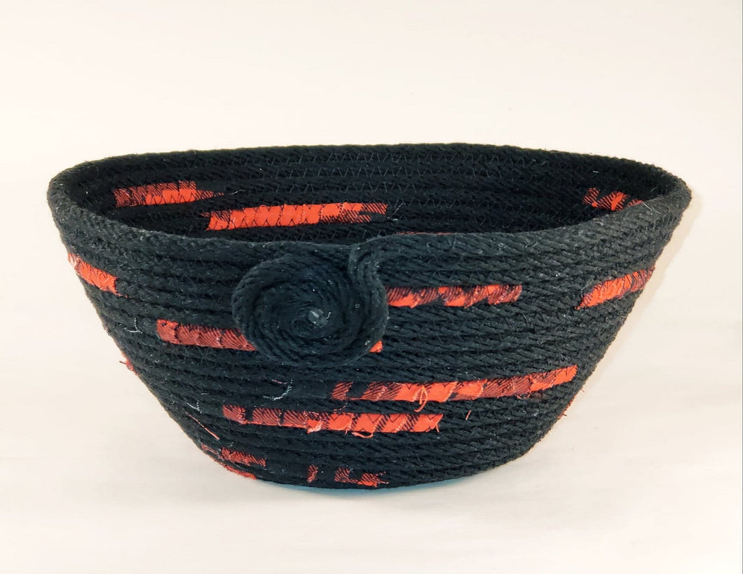 Rope Bowl-Black & Buffalo Red, Medium