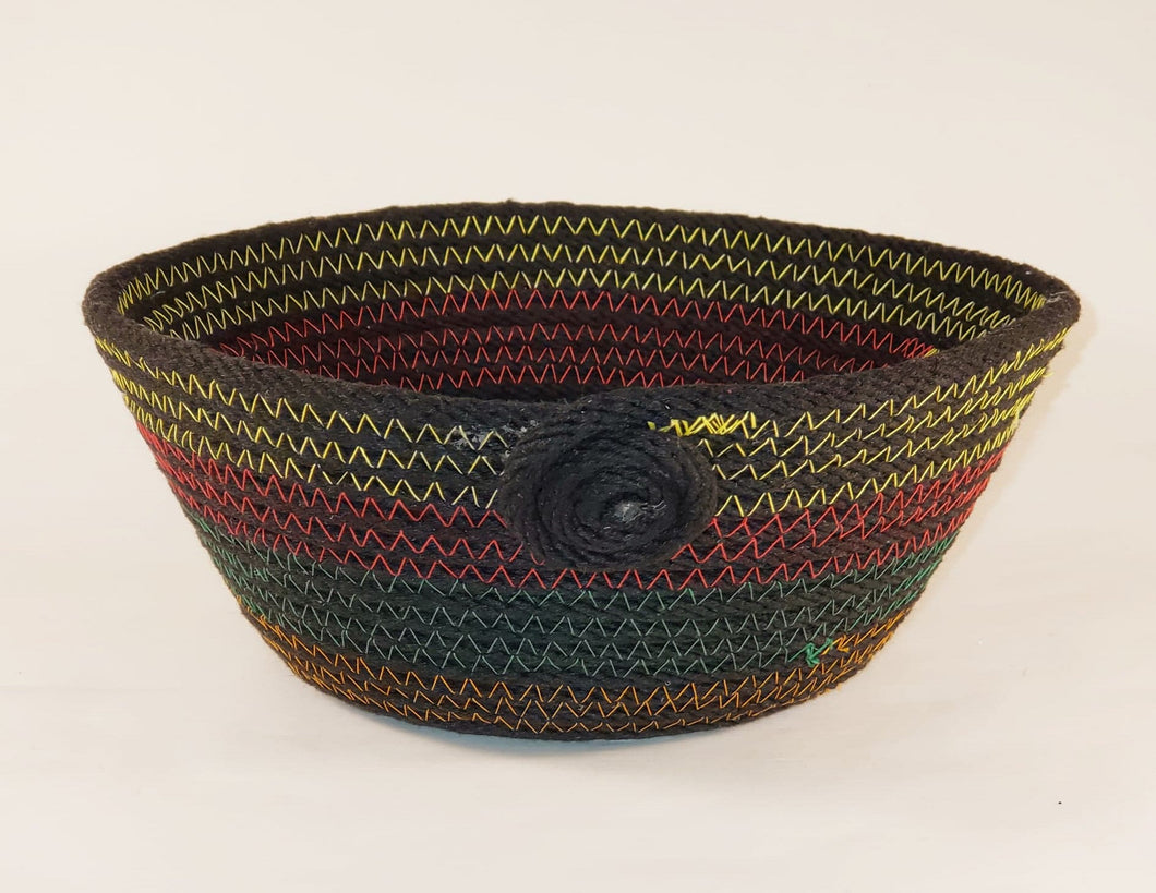 Rope Bowl-Black, Multi-Color Thread, Medium