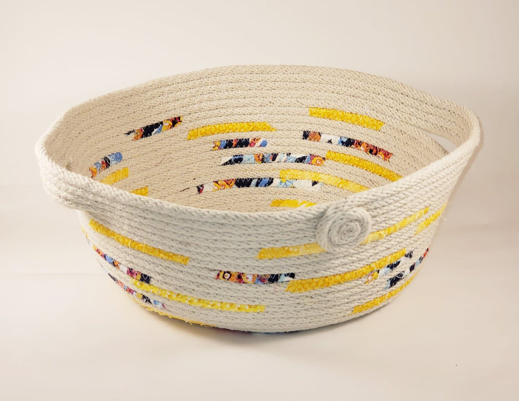 Rope Bowl-Blue and Yellow with Handles, XL
