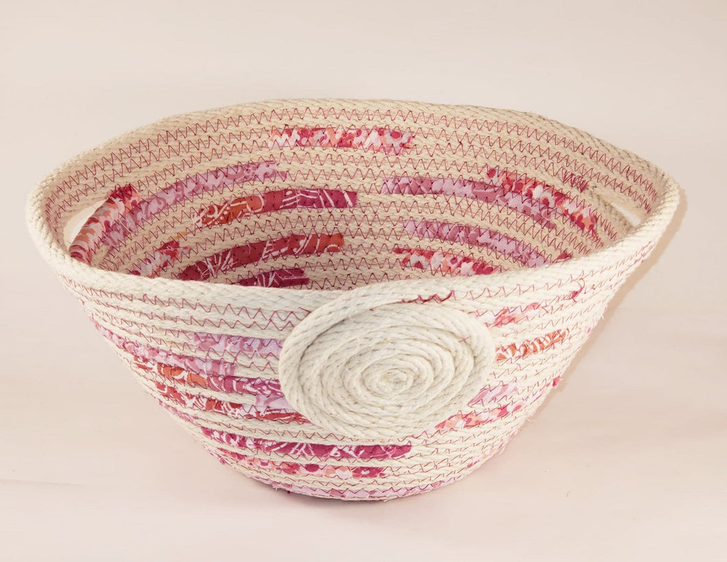 Rope Bowl-Pink with Handles, Large