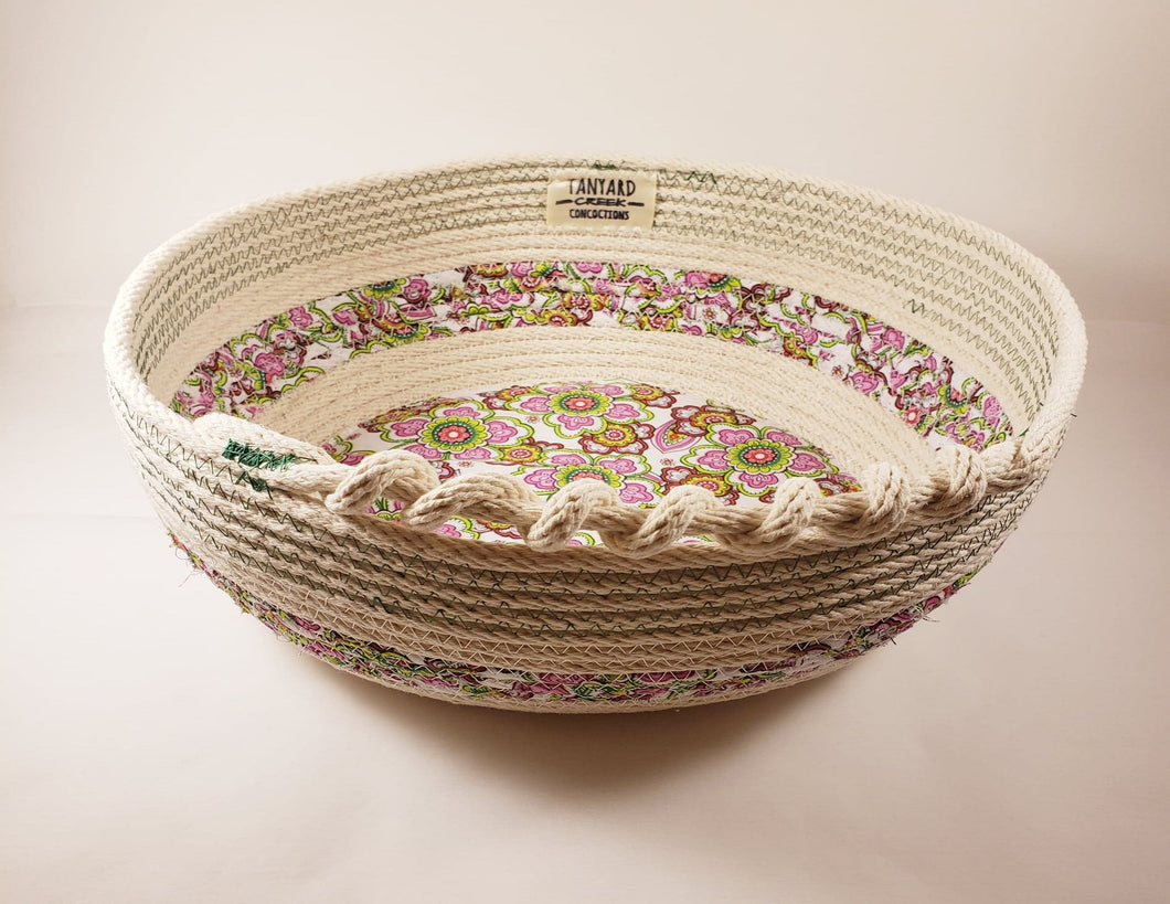 Rope Bowl-Plum & Green Floral, XL